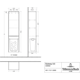 Villeroy & Boch Subway 3.0 Hochschrank 40 x 171 x 36,2 cm Pure White Holz