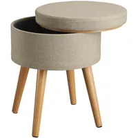 Tectake tectake® Sitzhocker mit Stauraum, rund, gepolstert, in Leinenoptik