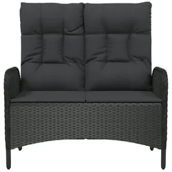 vidaXL Gartenbank mit Liegefunktion & Kissen 107cm Poly Rattan Schwarz