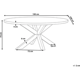 Beliani Gartentisch 190 x 100 x 75 cm Grau/Bronze