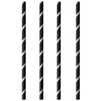 PAPSTAR Trinkhalme 100 Shake-Halme, Papier Ø 8 mm · 20 cm schwarz/weiss "Stripes" schwarz|weiß