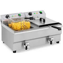 Royal Catering Elektro-Doppel-Fritteuse 2 x 13 l 6400 W Ablasshahn - Elektro-Fritteusen Royal Catering