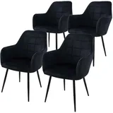 ECD Germany 4er Esszimmerstühle mit Rücken- Armlehnen, Schwarz,