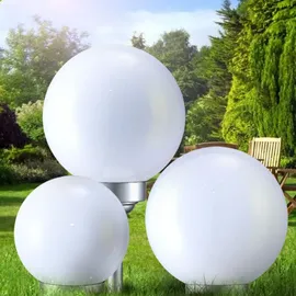 ETC Shop 3er Set LED Solar Leuchte Kugeln Steckleuchten Gartenlampe Solarleuchte 15 und 20 cm Durchmesser