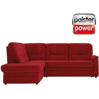polsterpower Ecksofa - Miro bordeaux - mit Funktionspaket - Ottomane links Sofa