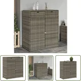 Gartenschrank Grau 105x55x113 cm Poly Rattan - Outdoor-Schrank - Gartenschrank - Stauraum - Gartenorganisation - Wetterfest - The Living Store