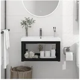 vidaXL Badezimmer Wand-Waschtischgestell Schwarz 59x38x31 cm Eisen