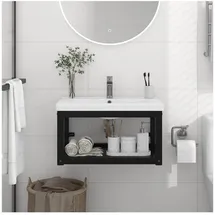 vidaXL Badezimmer Wand-Waschtischgestell Schwarz 59x38x31 cm Eisen