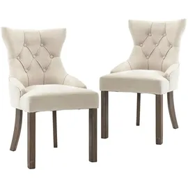 vidaXL Esszimmerstühle 2 Stk. Beige Stoff