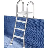 4-stufige strapazierfähige Poolleiter für 135 cm Aufstellpools, Pooltreppe mit rutschfesten Stufen, Poolzugangstreppe mit Handläufen,110cm
