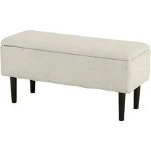 Homcom Sitzbank mit Stauraum, Bettbank, Polsterbank mit Klappdeckel, Samtoptik, Truhenbank, für Wohnzimmer Schlafzimmer, Cremeweiß, 95 x 38 x 45 cm Esszimmer, Bänke, Sitzbänke