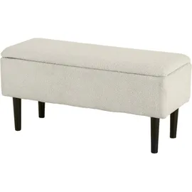 Homcom Sitzbank mit Stauraum, Bettbank, Polsterbank mit Klappdeckel, Samtoptik, Truhenbank, für Wohnzimmer Schlafzimmer, Cremeweiß, 95 x 38 x 45 cm Esszimmer, Bänke, Sitzbänke