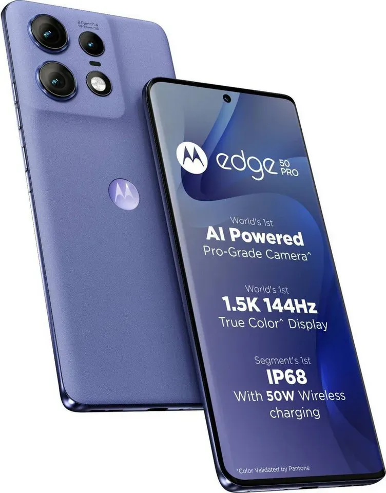 Motorola Moto Edge 50 Pro Smartphone (16,94 cm/6.67 Zoll, 512 GB Speicherplatz, 50 MP Kamera, 4500-mAh-Akku, 125W-TurboPowerTM-Aufladen, Dolby Atmos®-Audio) lila