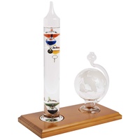AcuRite 00795A2 Galileo-Thermometer mit Glaskugel-Barometer, Barometer-Set, Glas/Holz