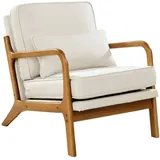 Vevor Akzentstuhl Leinenstoff 145 x 80 x 80 cm Braun/Beige mit Kissen