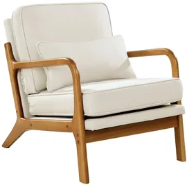 Vevor Akzentstuhl Leinenstoff 145 x 80 x 80 cm Braun/Beige mit Kissen