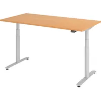 Bümö Schreibtisch, Buche, Silber, Nachbildung,Buche, Rechteckig, 80x72x160 cm, FSC