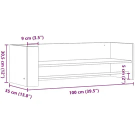 vidaXL Wandregal 100 x 35 x 30,5 cm Schwarz