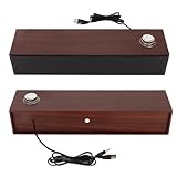 Jectse USB-Computerlautsprecher, HiFi-Stereo-Desktop-Soundbar aus Holz, Soundbar, Externer Lautsprecher mit Lautstärkeregler, 3,5-mm-AUX-Eingang, Kabelgebundene PC-Lautsprecher