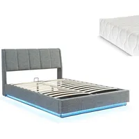 [en.casa] LED Polsterbett Tröstiar mit Matratze 160x200cm Anthrazit