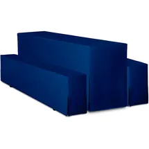 TexDeko Hussen für Bierzeltgarnitur Premium blickdicht 3TLG Set 220x70cm Blau