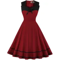 AXOE Damen Rockabilly Kleid 50er 60er Jahre Vintage Elegant Festlich Cocktailkleid für Hochzeitsgast Weiß mit Schwarz Punkten, Gr. 42, XL - XL