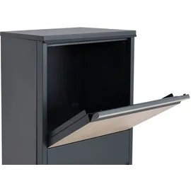 Mendler Paketkasten HWC-G80, Paketbox Standbriefkasten Paketbriefkasten Größe XL ~ verzinkt anthrazit, Holzoptik hell
