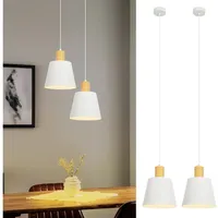 Nettlife Pendelleuchte Vintage Esszimmer 2x E27 Weiß Industrial Metall Retro Hängeleuchte, Höhenverstellbar, LED wechselbar, Innen Pendellampe für Küche Wohnzimmer Bar Resturant weiß Säulenförmig