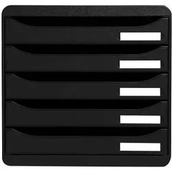 Exacompta 309714D 1x BIG-BOX PLUS Schubladenbox, 5 offene Laden - Schwarz