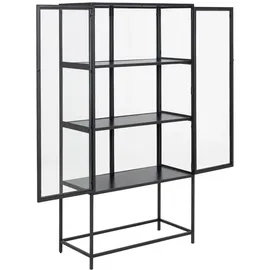 Actona Vitrine, schwarz Holzwerkstoff, 3 Fächer, 77x150x35 cm Wohnzimmer, Wohnwände, Vitrinenschränke
