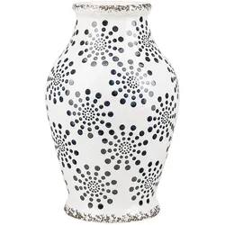 Blumenvase Urne NEMEA handgefertigt Steinzeug 25 cm Weiß