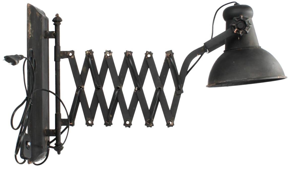 Chic Antique Factory Lampe Wandlampe Scherenarm 45-105 cm antique schwarz