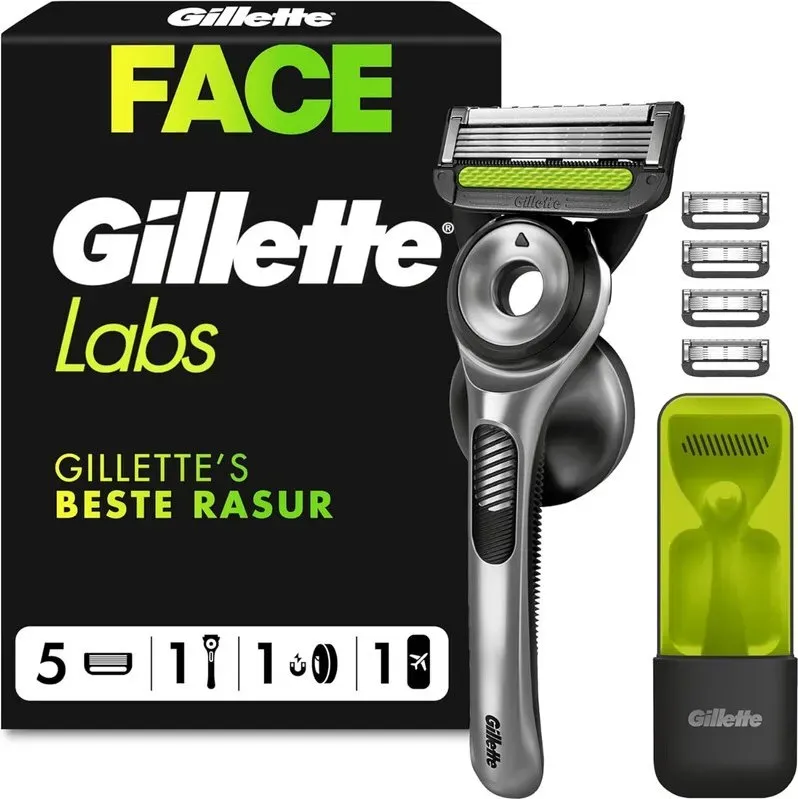 Gillette Labs Systemklingen 5er + Handstück + Duschhänger + Slim Travel Case Online Versandvariante