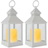 EAXUS LED Laterne 2er Set Echtglas 360° drehbar Weiß