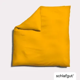 schlafgut Knitted Jersey Gelb 155 x 220 cm + 40 x 80 cm