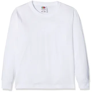 Fruit of the loom Jungen Langarmshirt Valueweight Long Sleeve T Kids 185.01, Gr. 164 ((14-15)), Weiß (White 000) - 14 Jahre