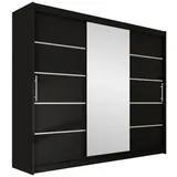 Mirjan24 Kleiderschrank Schwarz, Kunststoff, Rechteckig, 250x215x58 cm, Schlafzimmer, Kleiderschränke