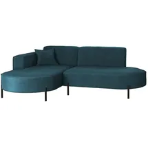kaiser möbel Ecksofa, Sofa L-Form Designer Modena Rein stoff Noel Blau, Links - Blau