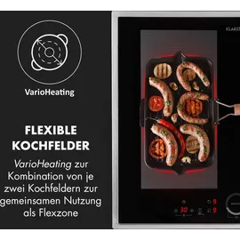Klarstein Induktionskochfeld, Glaskeramik Kochfeld, Induktionskochfeld mit 4 Platten, Einbau-Induktionskochfeld mit Touch-Display, Digitalanzeige und Timer-Funktion, Schnelles Aufheizen, 7000 Watt