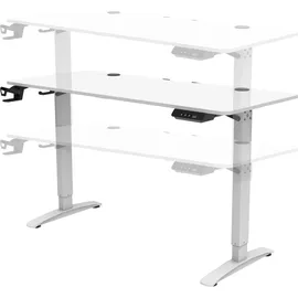 pro.tec Höhenverstellbarer Tisch Salinas 140 x 60 cm elektrisch Schreibtisch mit Memory Funktion Computertisch mit Getränkehalter Kopfhörerhaken Arbeitstisch bis 80 kg Aluminiumgestell Weiß