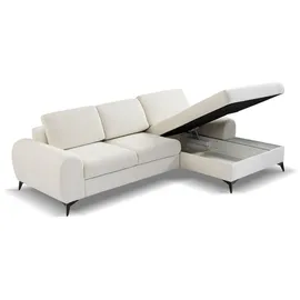 beautysofa Ecksofa MILAN L - Rechts Eckcouch mit Schlaffunktion & Bettkasten - Cappuccino (Sereno683) - Hellbraun