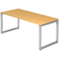 Bümö Schreibtisch Buche, Silber, Nachbildung,Buche, Rechteckig, 180x74x80 cm, FSC