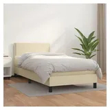 vidaXL Boxspringbett mit Matratze Creme 100x200 cm Kunstleder