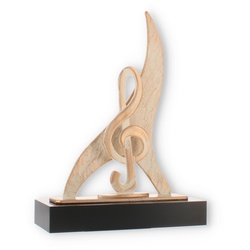 Pokal Zamakfigur Flame Notenschlüssel gold-weiß auf schwarzem Holzsockel 26,7cm