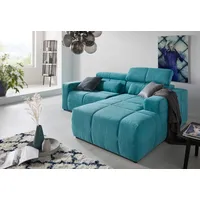 DOMO collection Ecksofa DOMO COLLECTION "BRANDON inkl. Kopfteilverstellung, 214x100x80 cm, L-Form", blau (türkis), B:214cm H:80cm T:175cm, 92% Polyester 8% Nylon, Sofas, Ecksofa, Mit Kopfteilverstellung, auch in Leder und Cord, L-Form
