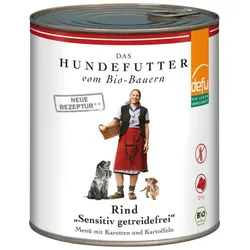defu Nassfutter Hund Rind Sensitiv getreidefrei bio 820g