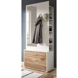 inn.furn Garderobenschrank Pallas 80 x 190 cm Weiß und Eiche