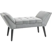 Homcom Sitzbank mit Samtoptik für Schlafzimmer Gummiholz hellgrau 114 x 46 x 56 cm