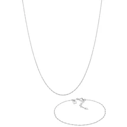 KUZZOI Basic Gliederkette Gedreht 925 Silber Schmuck-Set   Herren 