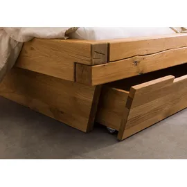 Massivmoebel24 Bett mit Bettkasten Wildeiche 140x200 natur geölt INNSBRUCK #240